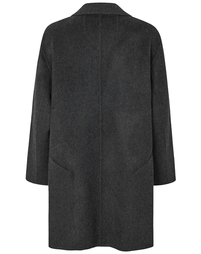 Rabens Saloner - Leanna Double Felt Wool Frakke - Dark Grey Melange